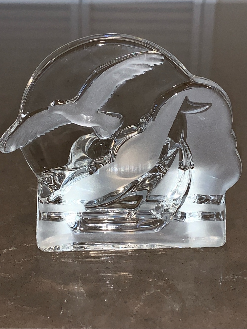 Vtg PartyLite Seagull and Sailboat Frosted/Clear Glass Tealight Candle Holder